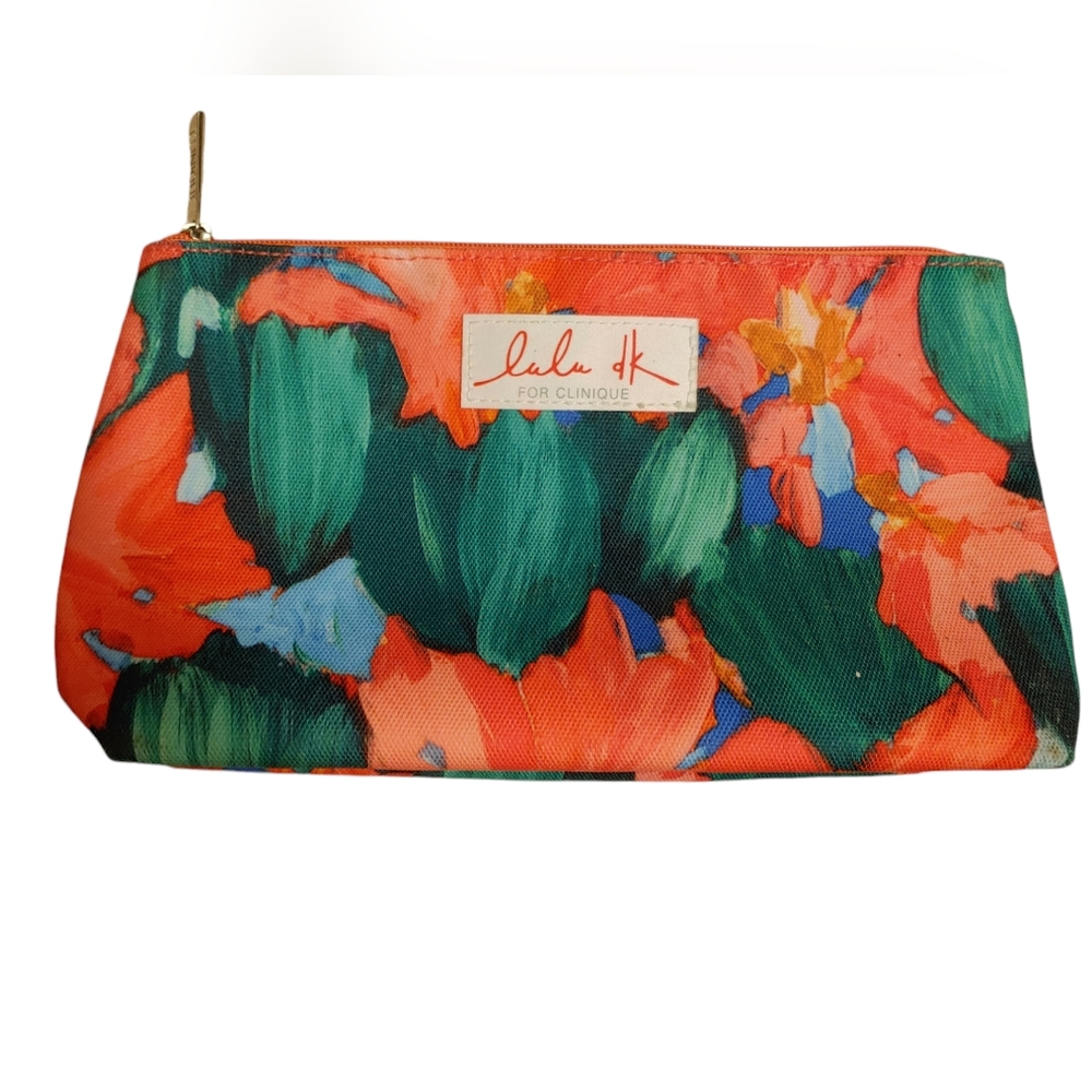 Lulu dk for Clinique Cosmetic Clutch Bright Florals 10" X 5 1/2"